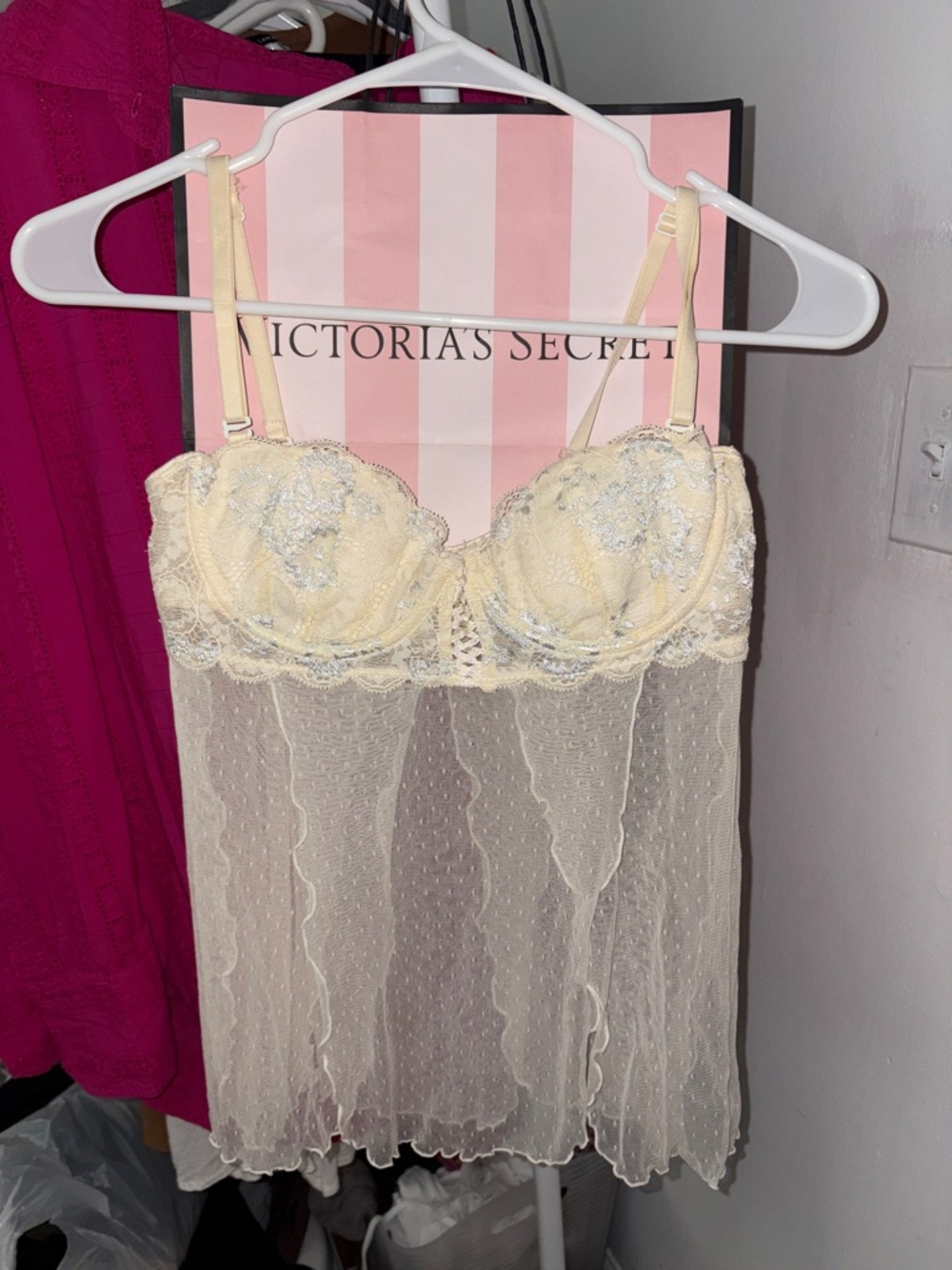 Pastel yellow  Lace Babydoll Chemise